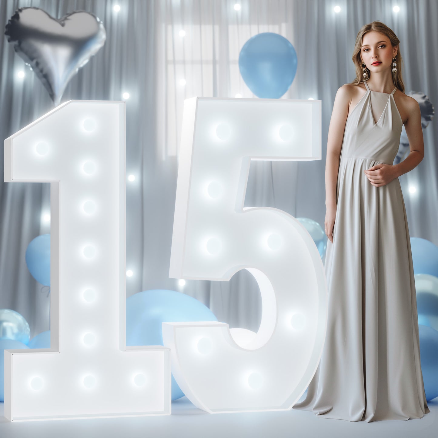Glimmrly White Lights Marquee Numbers DIY Kit