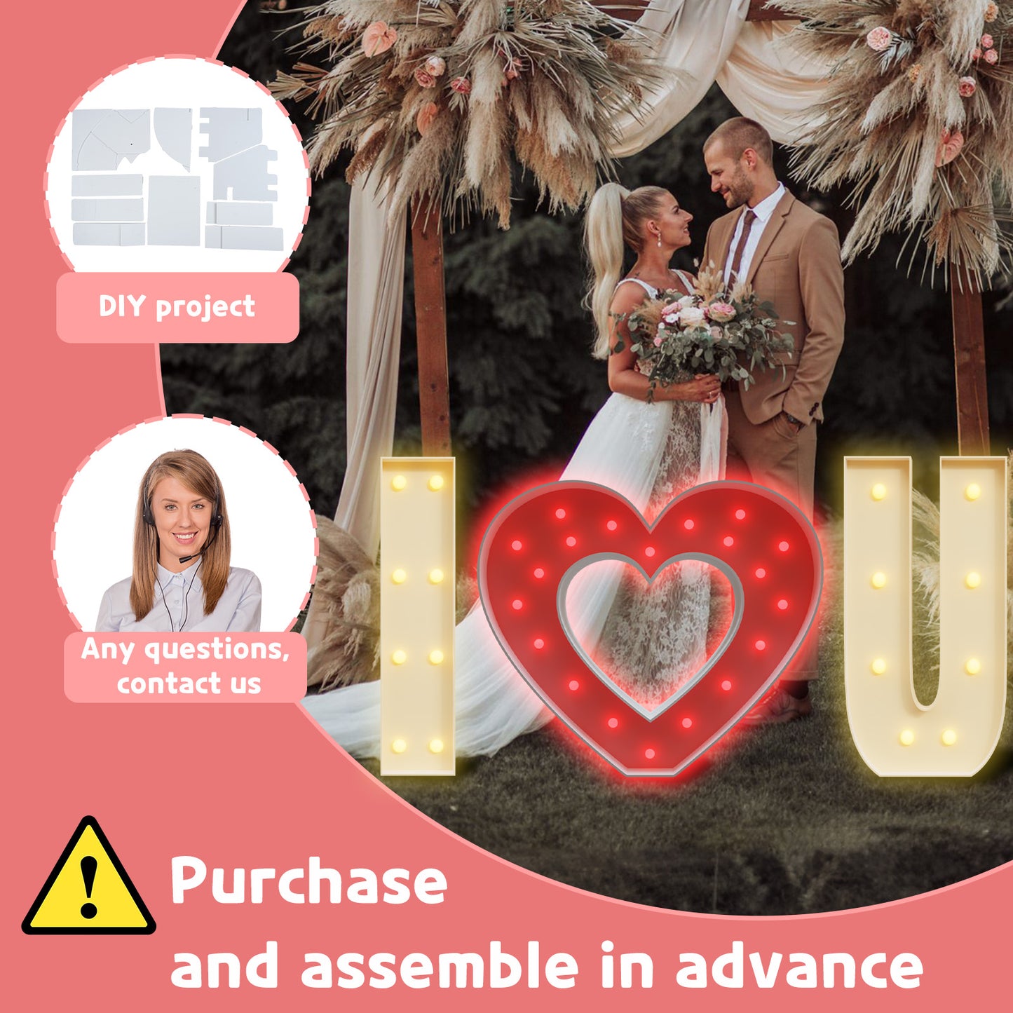 Precut Marquee Letters DIY Kit for Valentine's Day