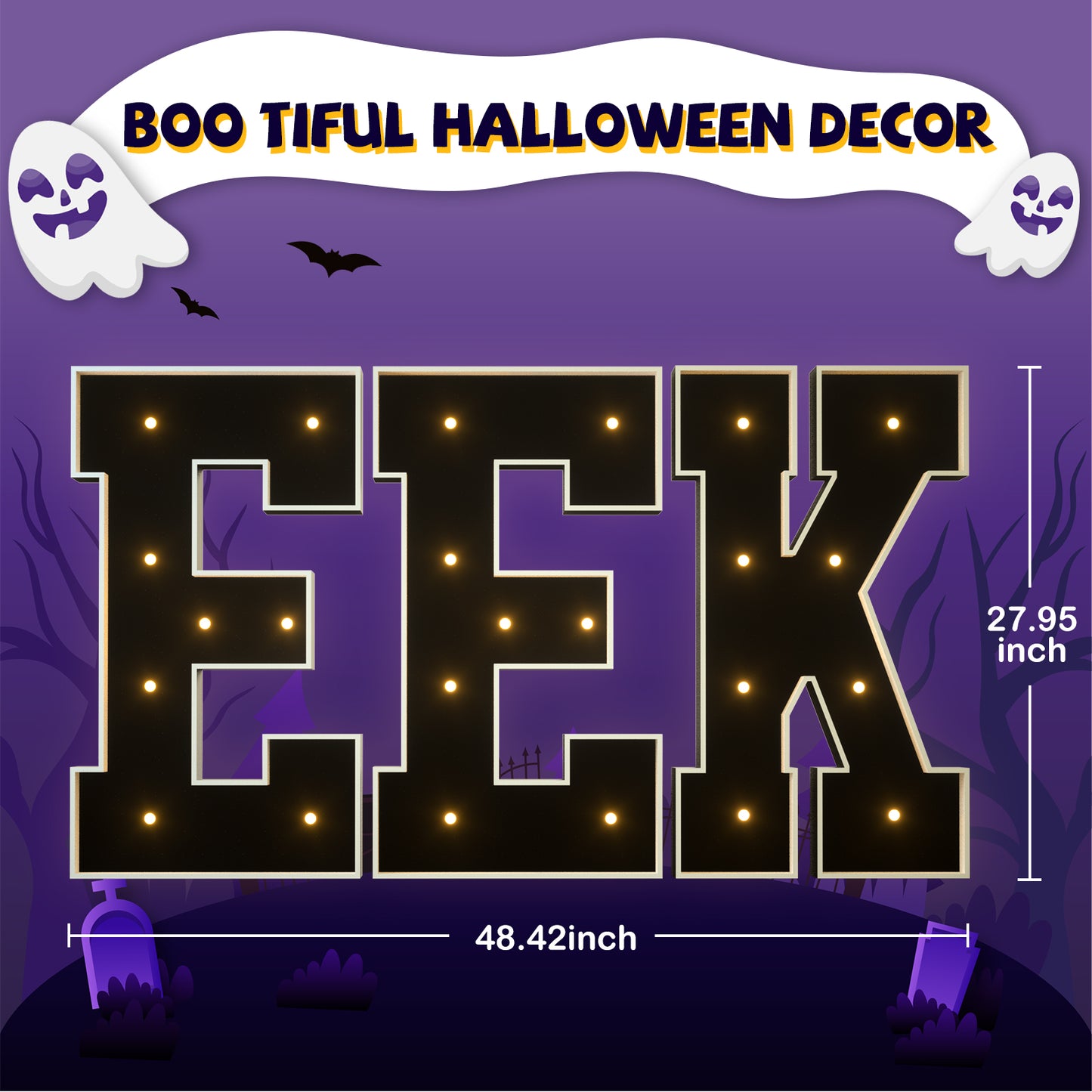 Glimmrly Halloween Precut Marquee Lights DIY Kit- EEK