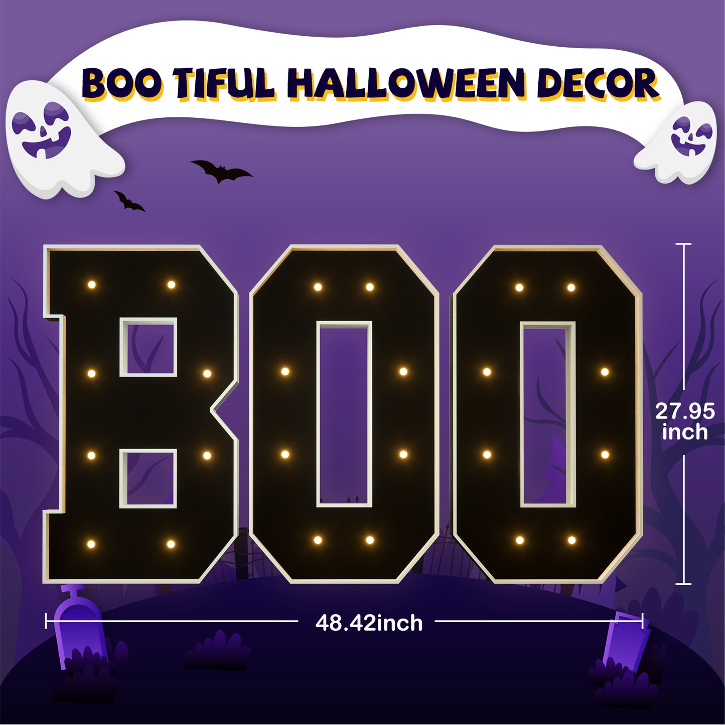 Glimmrly Halloween Precut Marquee Lights DIY Kit-BOO