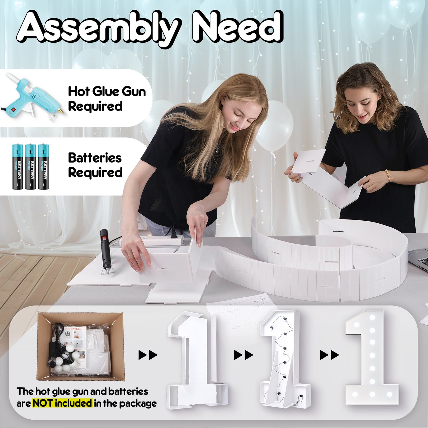 Glimmrly White Lights Marquee Numbers DIY Kit