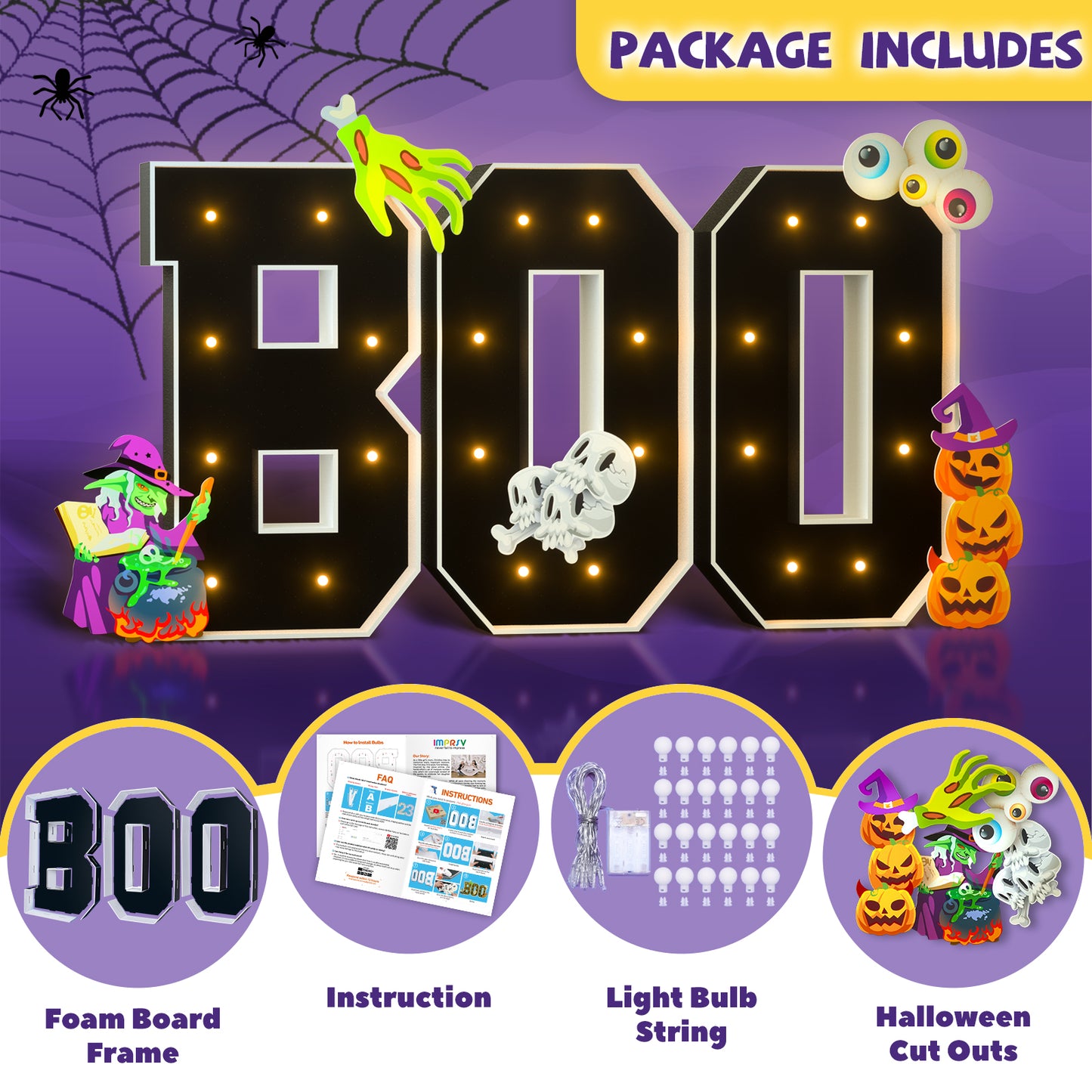 Glimmrly Halloween Precut Marquee Lights DIY Kit-BOO