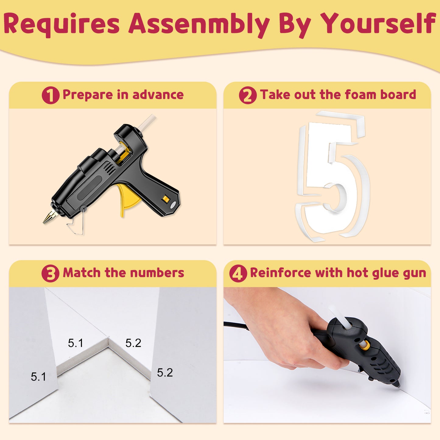Precut Balloon Mosaic Number Frame DIY Kit
