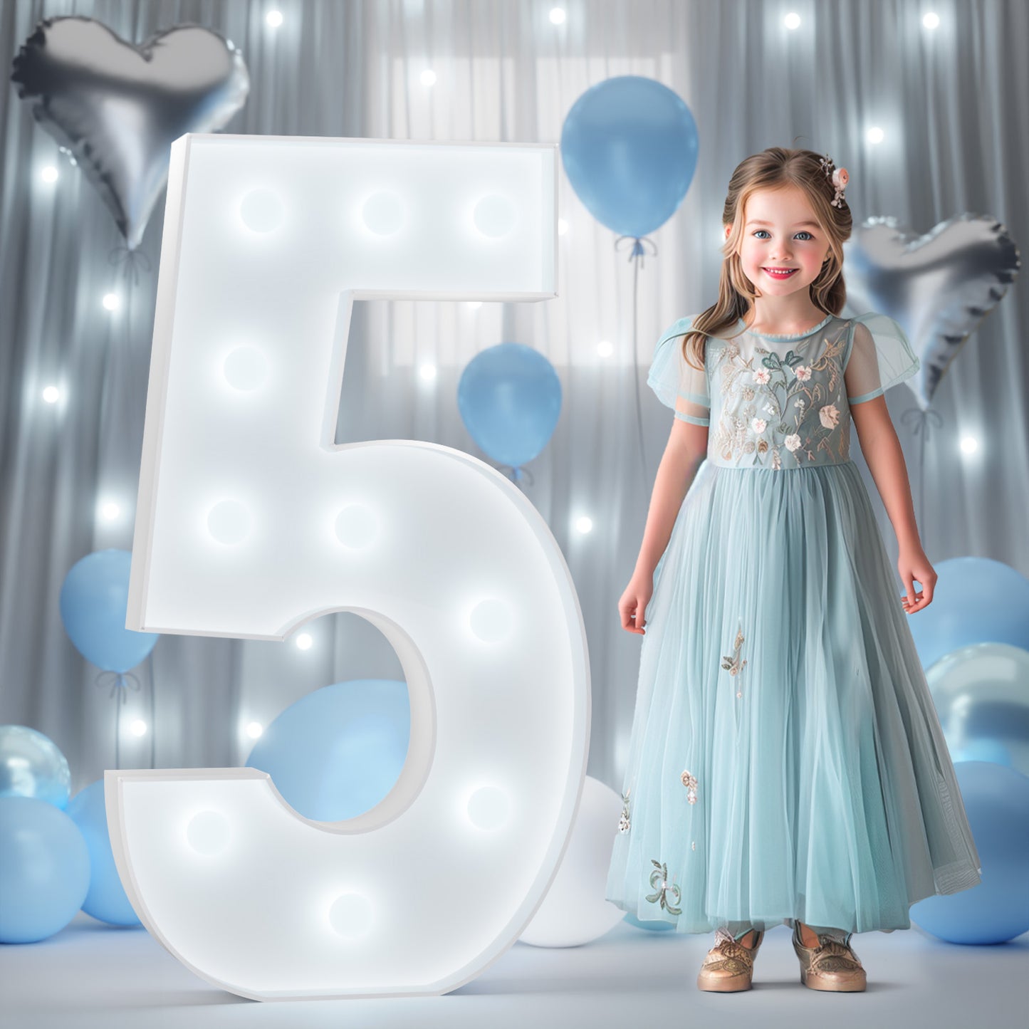 Glimmrly White Lights Marquee Numbers DIY Kit