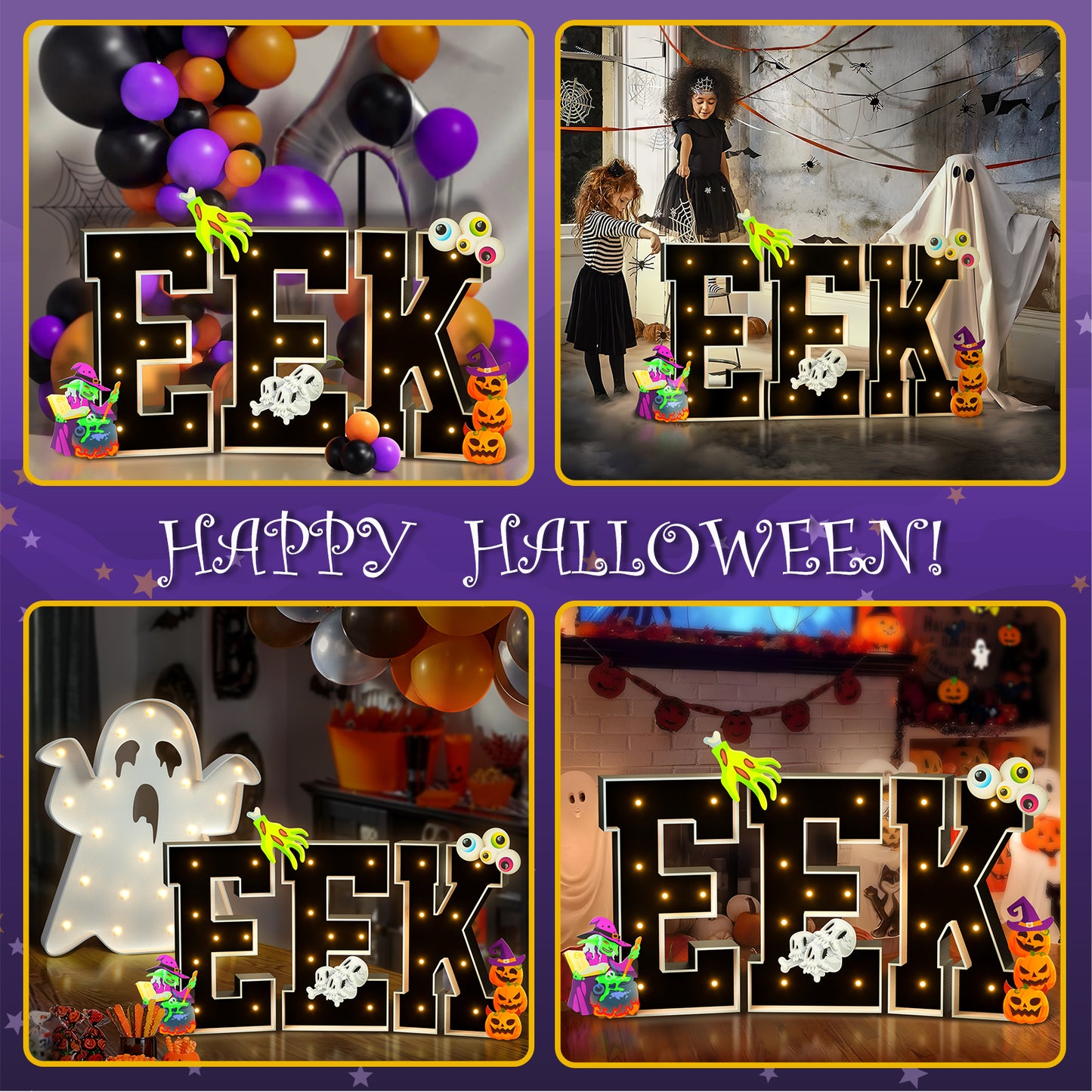 Glimmrly Halloween Precut Marquee Lights DIY Kit- EEK