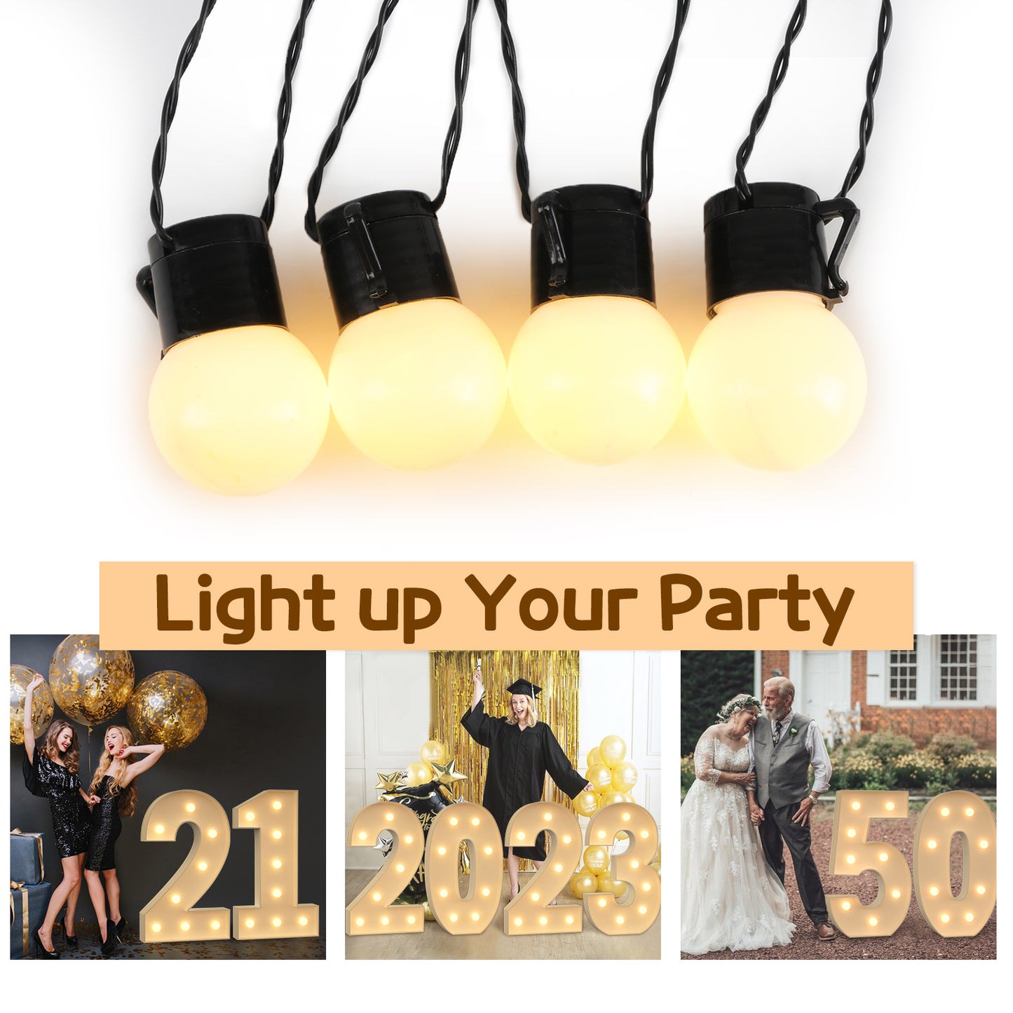 JoyMuse Warm Yellow LED String lights for festive decoration