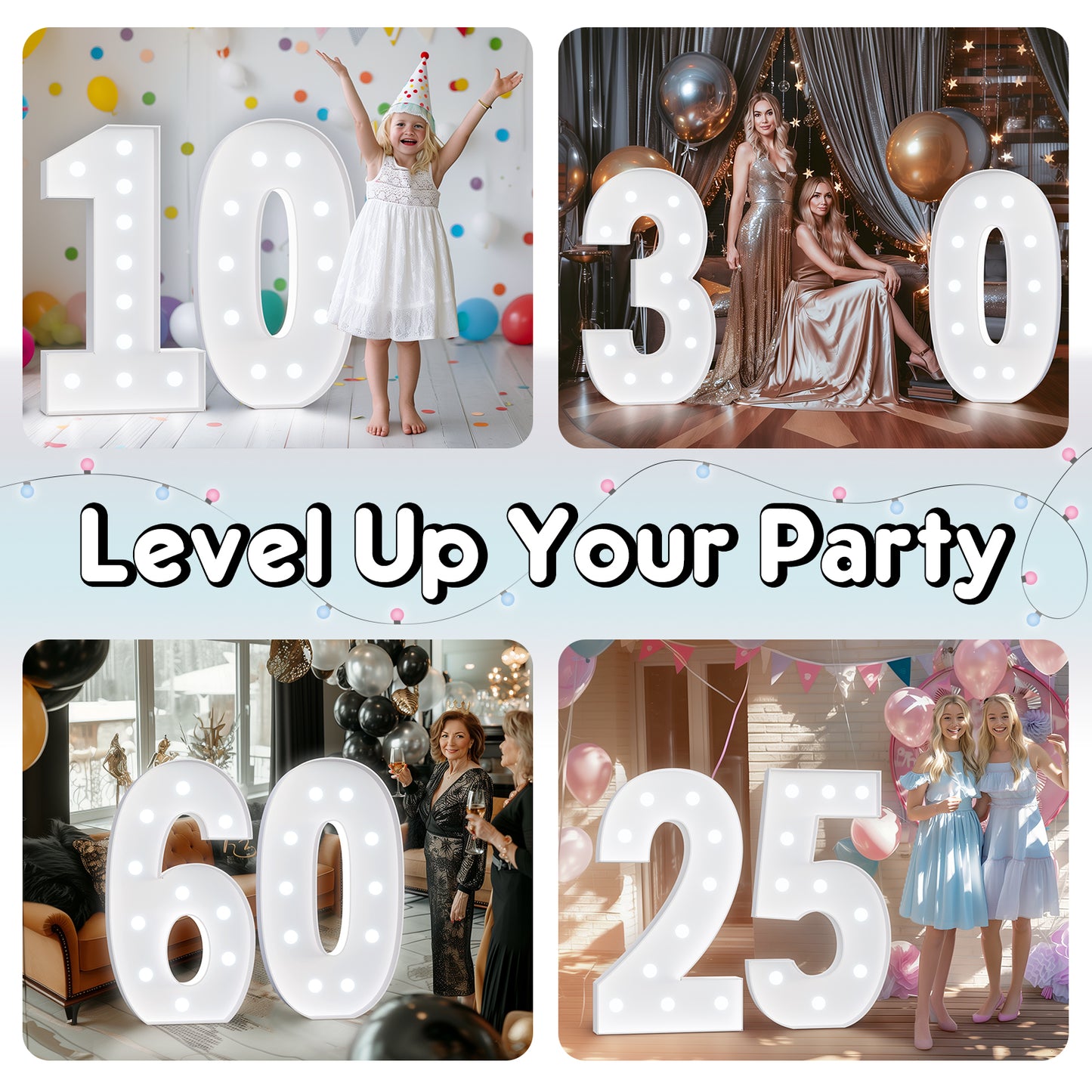 Glimmrly White Lights Marquee Numbers DIY Kit