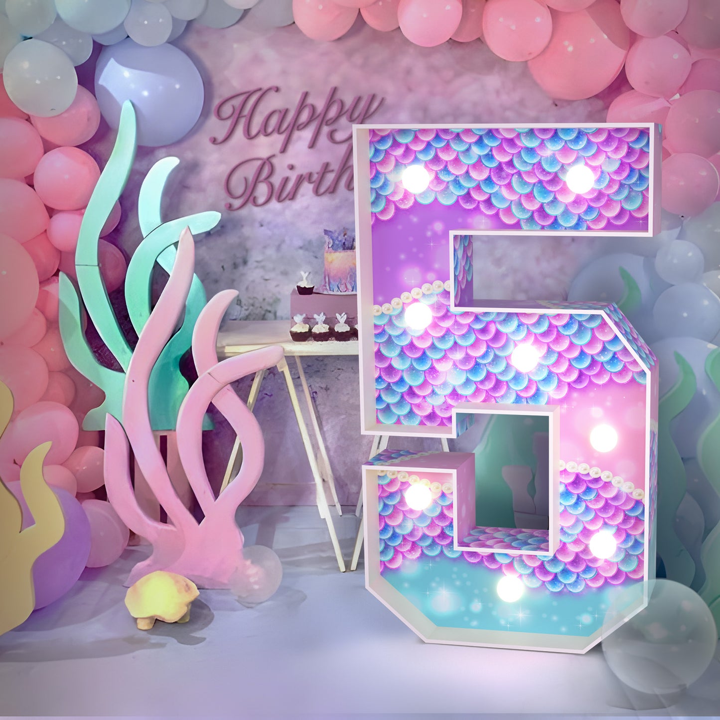 Precut Marquee Numbers DIY Kit - Mermaid
