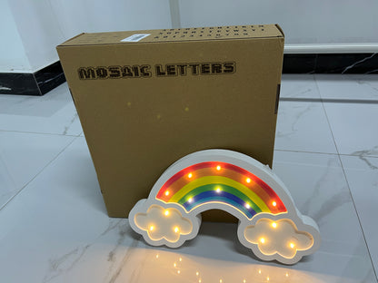Mosaic Letters Rainbow Sign Lights Fairy Lights For Festive Decoration