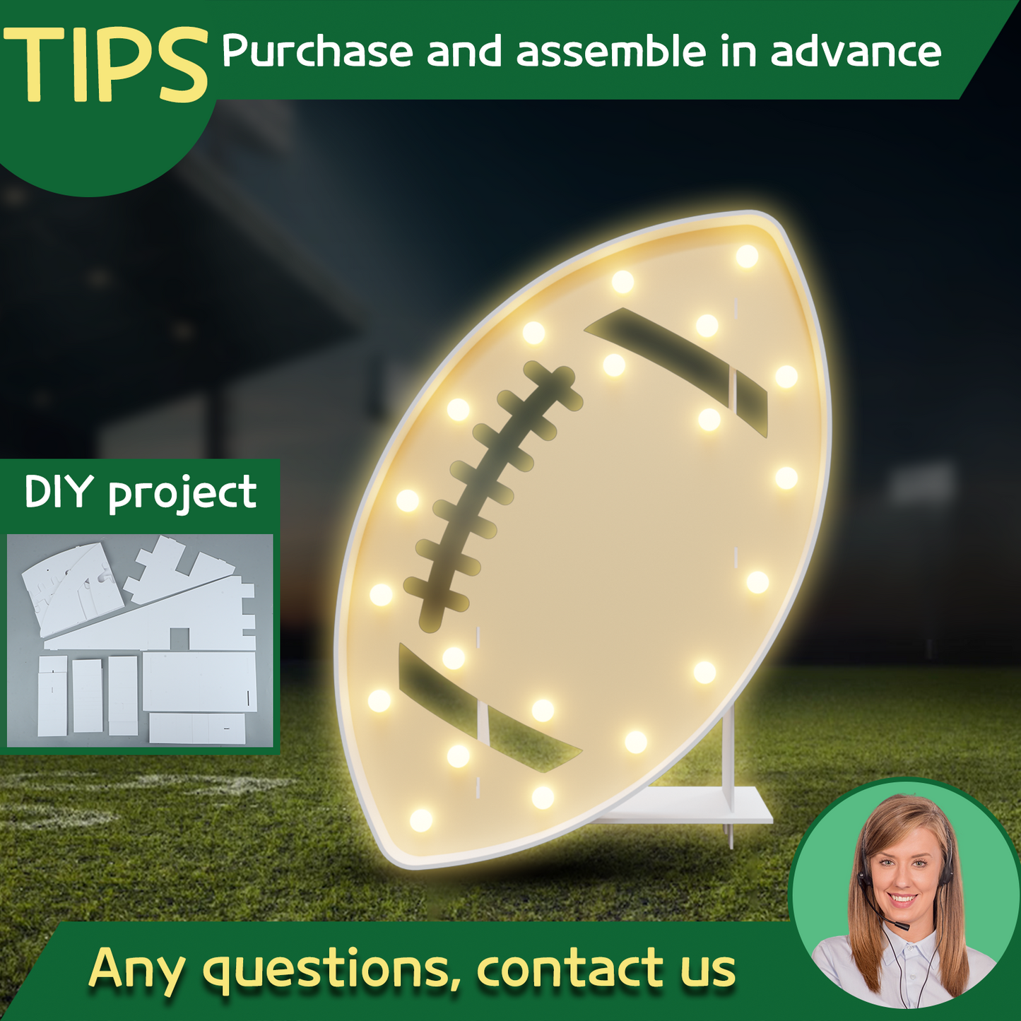 Precut Marquee Lights DIY Kit-Football
