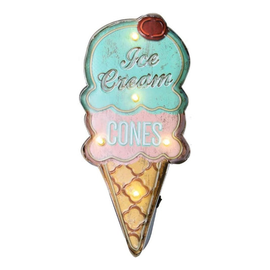 Large Marquee Vintage Ice Cream Sign Metal LED Lights Fairy Lights for Festive Decoration