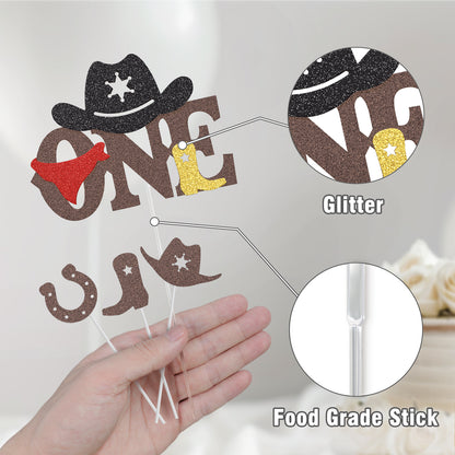 JoyMuse Cowboy Cake Topper for 1st Birthday Decoration