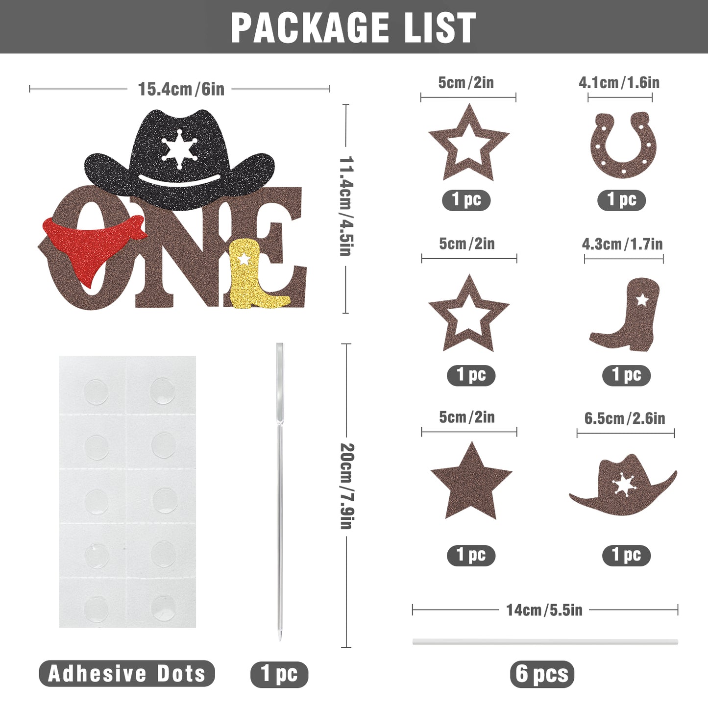 JoyMuse Cowboy Cake Topper for 1st Birthday Decoration