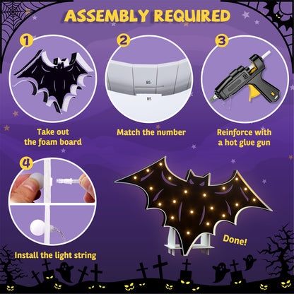 Halloween Precut Marquee Lights DIY Kit - Black Bat