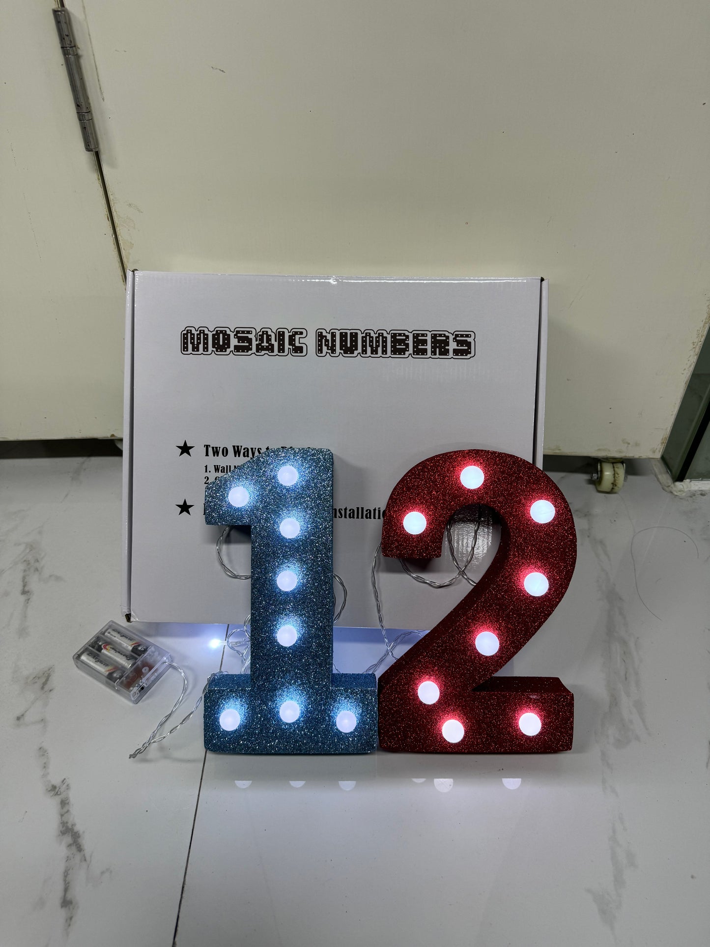 Mosaic Numbers Luminous House Numbers Marquee Numbers Lights Glitter Lighted Numbers for Decoration