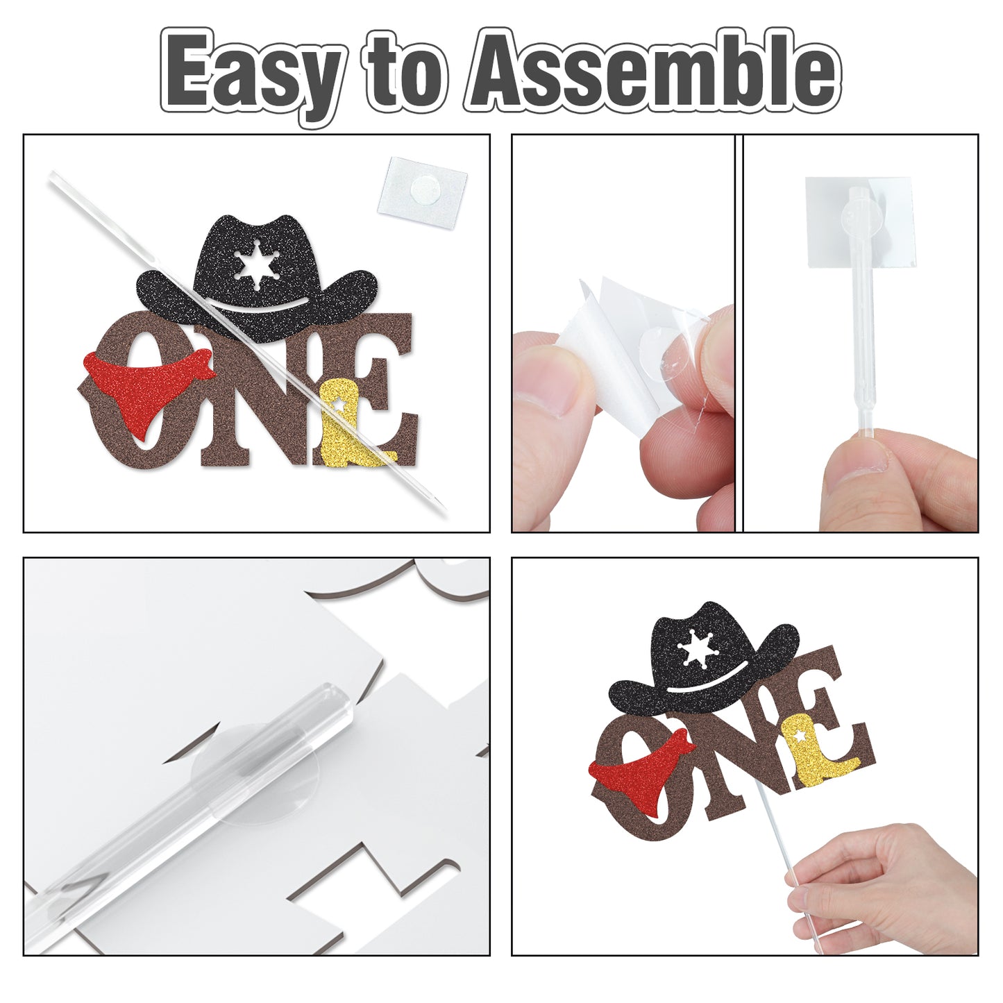 JoyMuse Cowboy Cake Topper for 1st Birthday Decoration