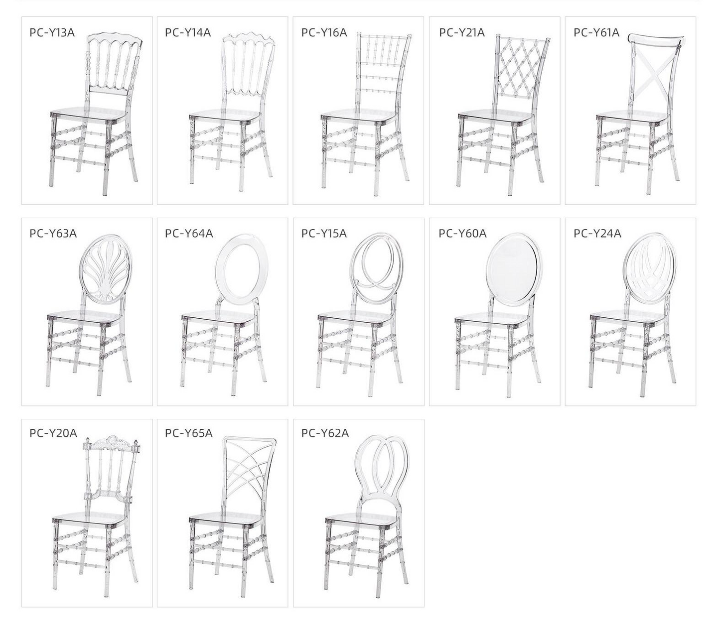 4 PACK｜Elegant Stackable Armless Chiavari Chair