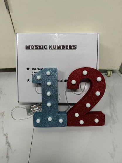 Mosaic Numbers Luminous House Numbers Marquee Numbers Lights Glitter Lighted Numbers for Decoration